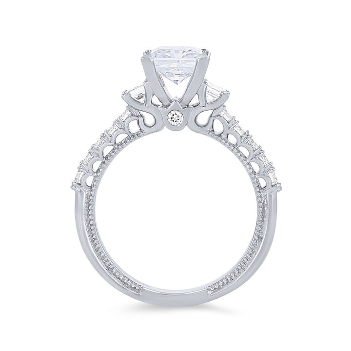 Verragio Renaissance Three Stone Princess Engagement Setting In White Gold 14K