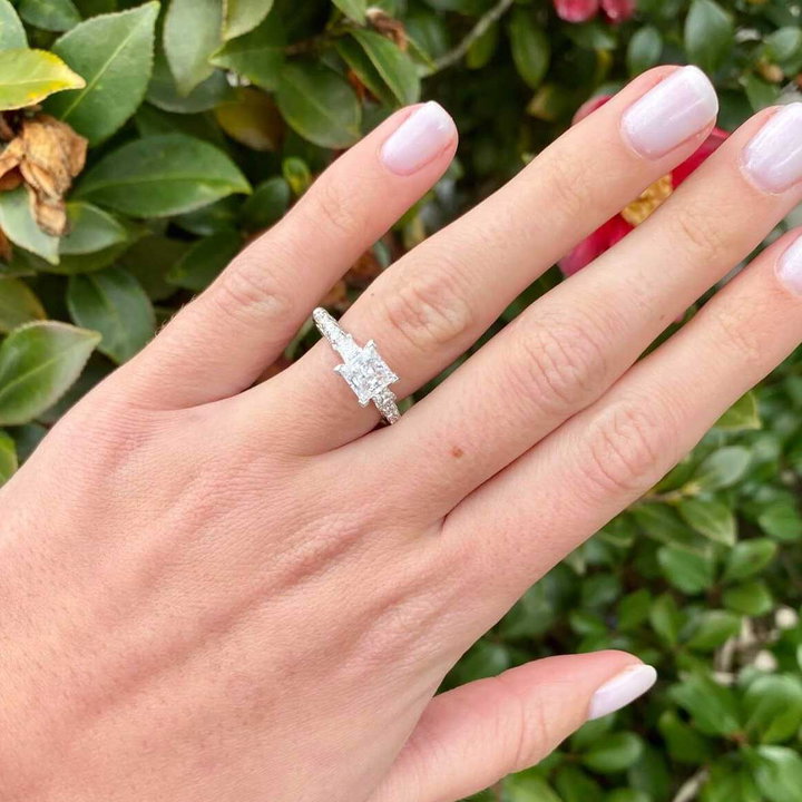Verragio Renaissance Three Stone Princess Engagement Setting In White Gold 14K