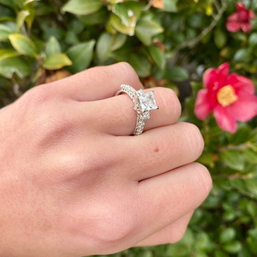 Verragio Renaissance Three Stone Princess Engagement Setting In White Gold 14K