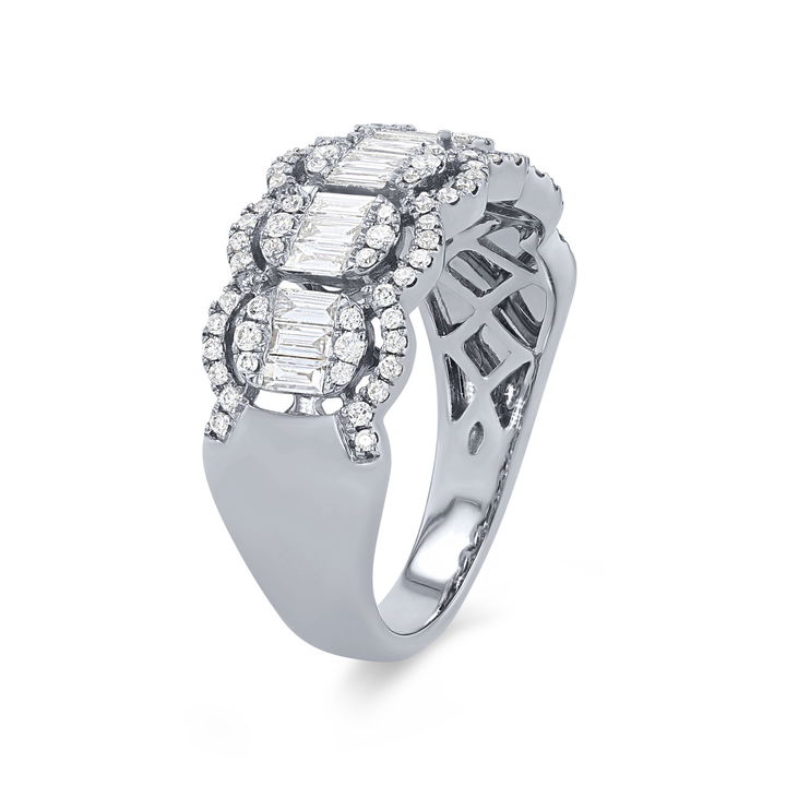 White Gold 14K Scalloped Multi-Shape Diamond Band
