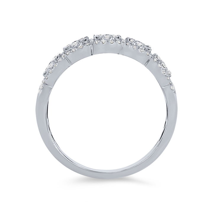 White Gold 14K Scalloped Multi-Shape Diamond Band