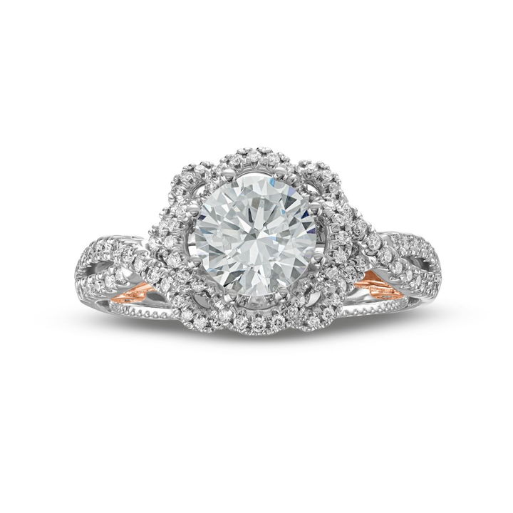 Verragio Insignia Floral Halo Engagement Setting In Rose Gold/white Gold 18K