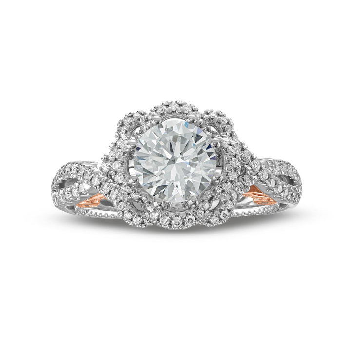 Verragio Insignia Floral Halo Engagement Setting In Rose Gold/white Gold 18K