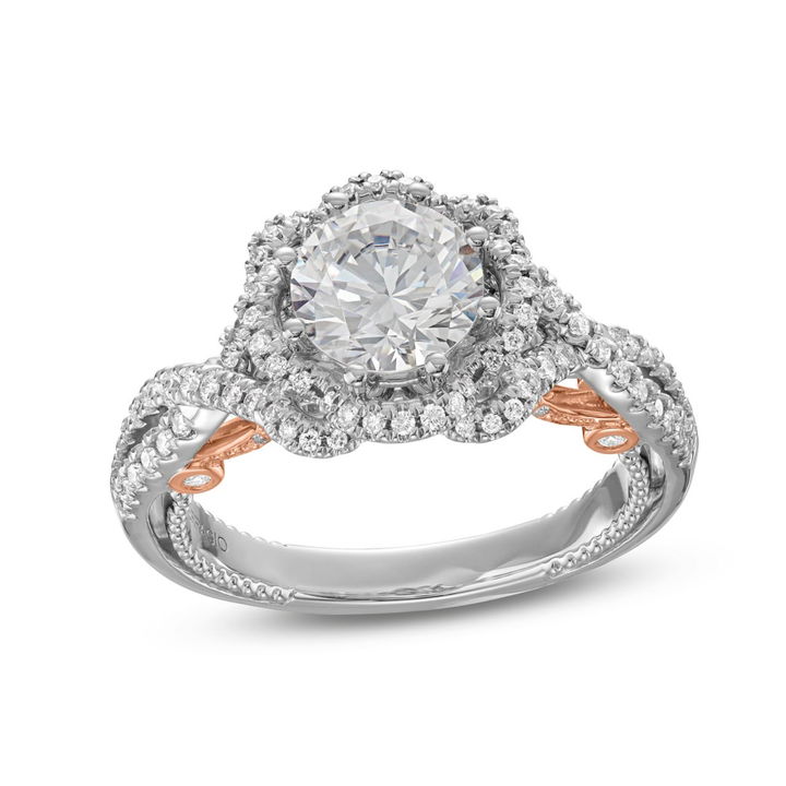 Verragio Insignia Floral Halo Engagement Setting In Rose Gold/white Gold 18K