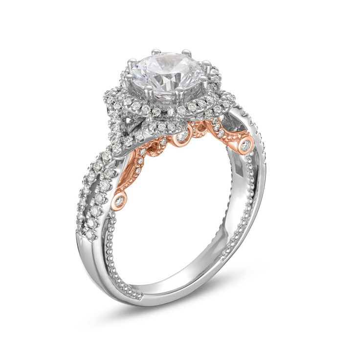 Verragio Insignia Floral Halo Engagement Setting In Rose Gold/white Gold 18K