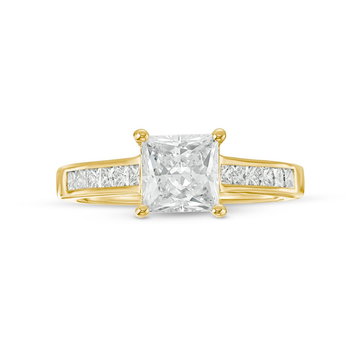 Channel Princess Diamond Engagement Setting by Adorette In Yellow Gold 14K