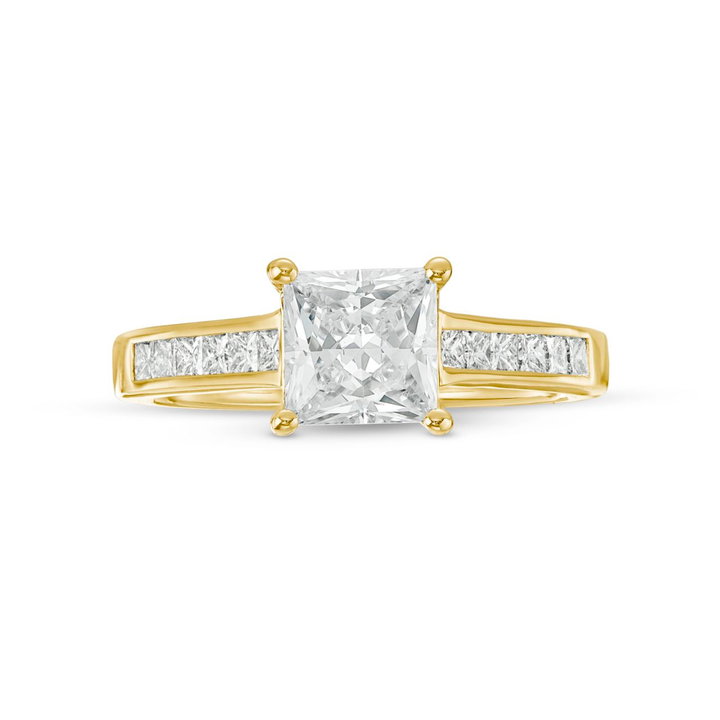 Channel Princess Diamond Engagement Setting by Adorette In Yellow Gold 14K