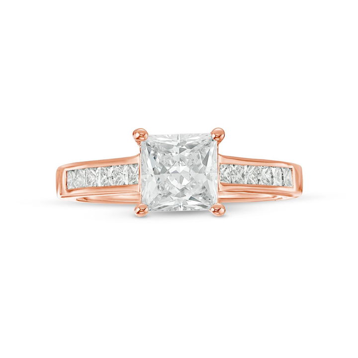 Rose Gold 14K Channel Princess Diamond Engagement Setting by Diamonds Direct Designs