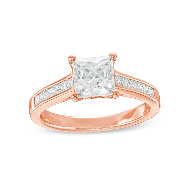 Rose Gold 14K Channel Princess Diamond Engagement Setting by Diamonds Direct Designs