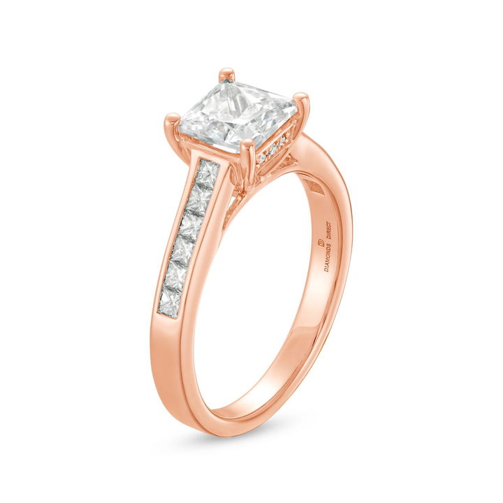 Rose Gold 14K Channel Princess Diamond Engagement Setting by Diamonds Direct Designs