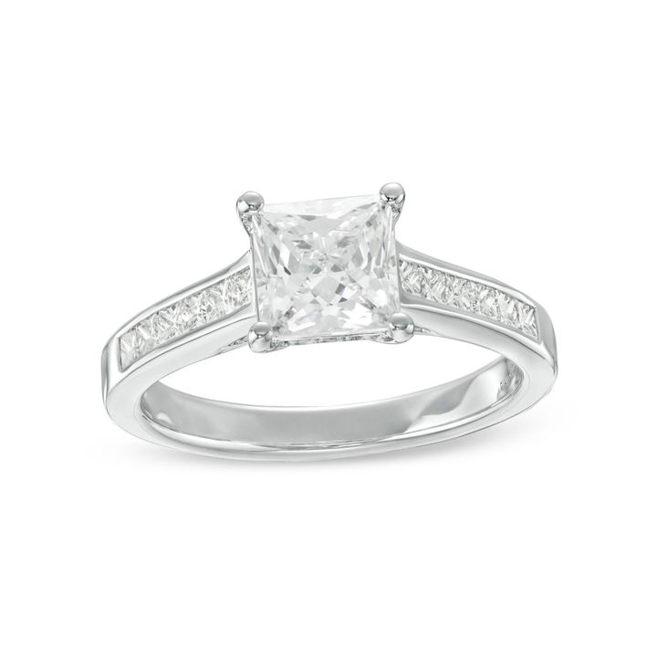 White Gold 14K Channel Princess Diamond Engagement Setting by Diamonds Direct Designs