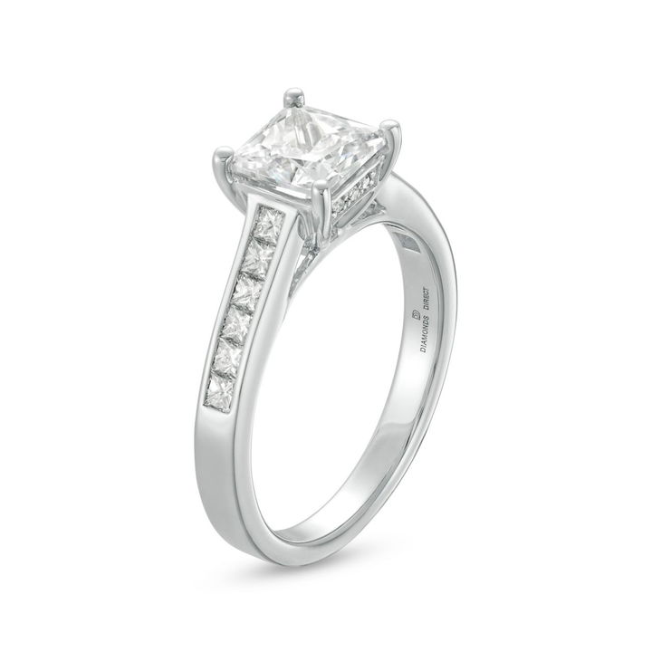 White Gold 14K Channel Princess Diamond Engagement Setting by Diamonds Direct Designs