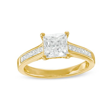 Channel Princess Diamond Engagement Setting by Adorette In Yellow Gold 14K