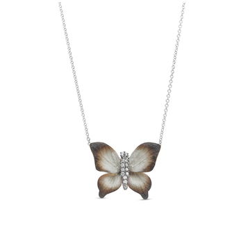Simon G. Butterfly Diamond Pendant In White And Yellow Gold 18K