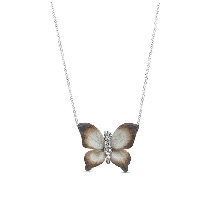 Simon G. Butterfly Diamond Pendant In White And Yellow Gold 18K