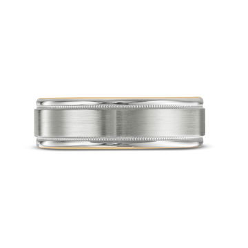 Verragio Matte Milgrain 7mm Wedding Band In White And Yellow Gold 14K