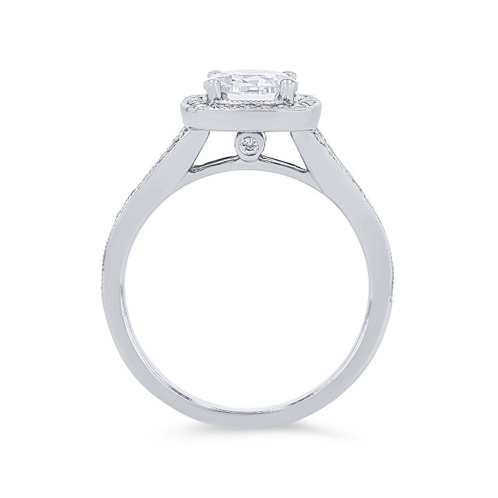 Split Cushion Halo Milgrain Engagement Setting by Diamonds Direct Designs