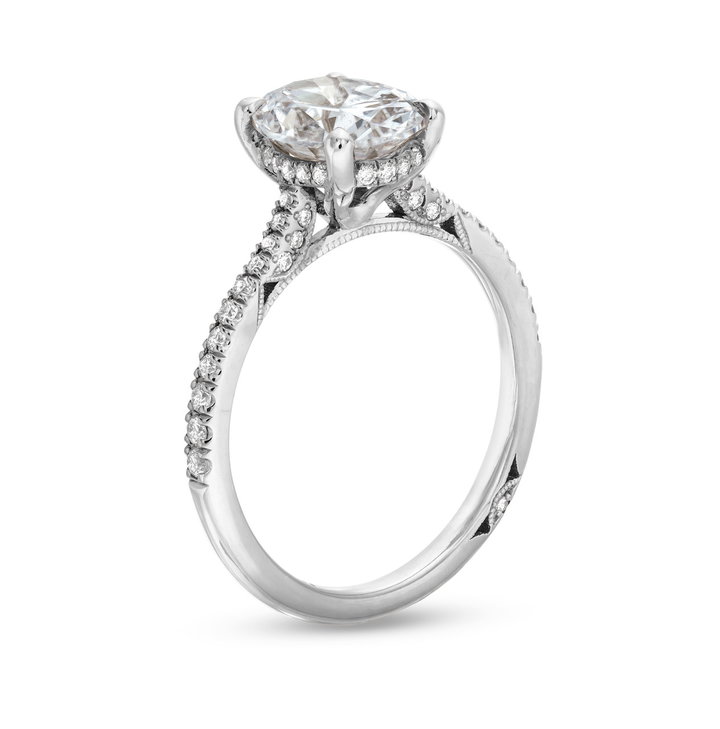 Simply Tacori Oval Cathedral Engagement Setting In Platinum
