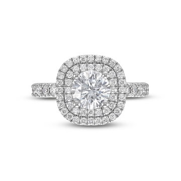 Double Halo Engagement Setting by Adorette In White Gold 14K