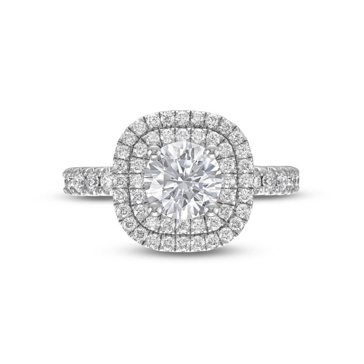 Double Halo Engagement Setting by Adorette In White Gold 14K