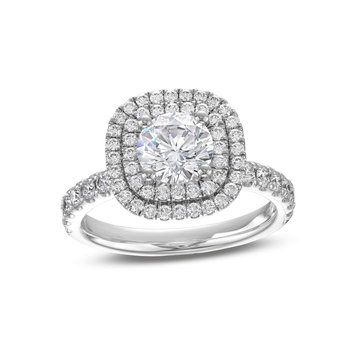 Double Halo Engagement Setting by Adorette In White Gold 14K