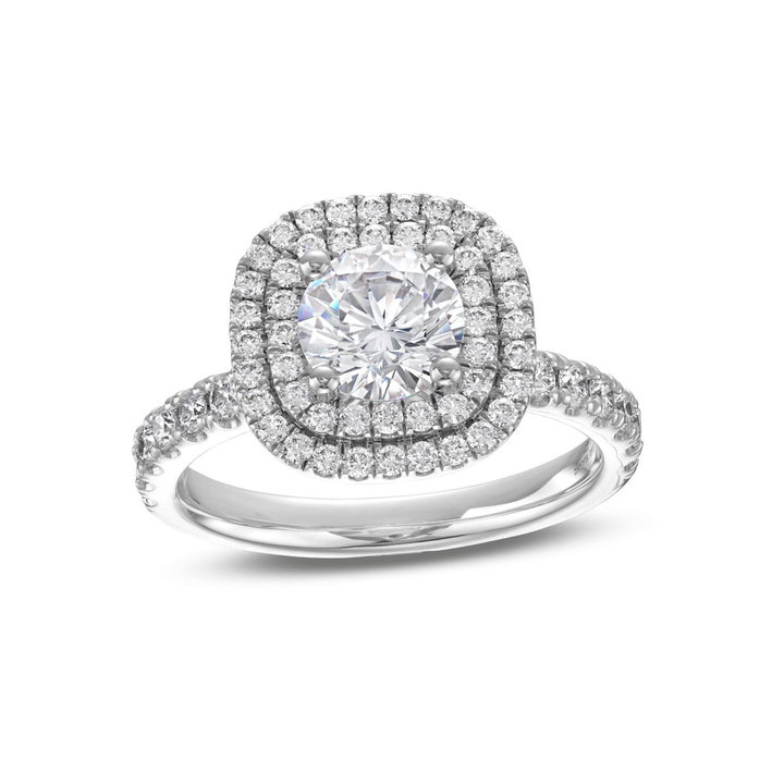 Double Halo Engagement Setting by Adorette In White Gold 14K