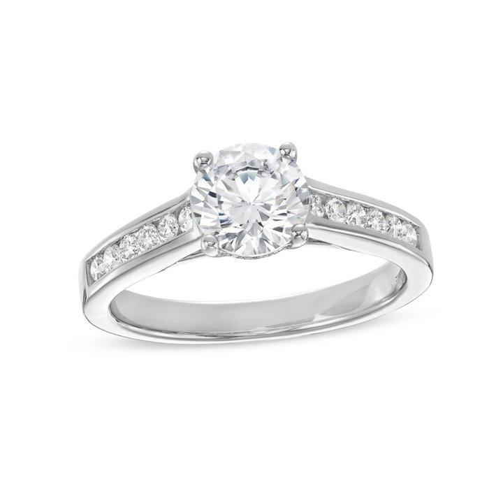 Channel Diamond Cathedral Engagement Setting by Adorette In White Gold 14K