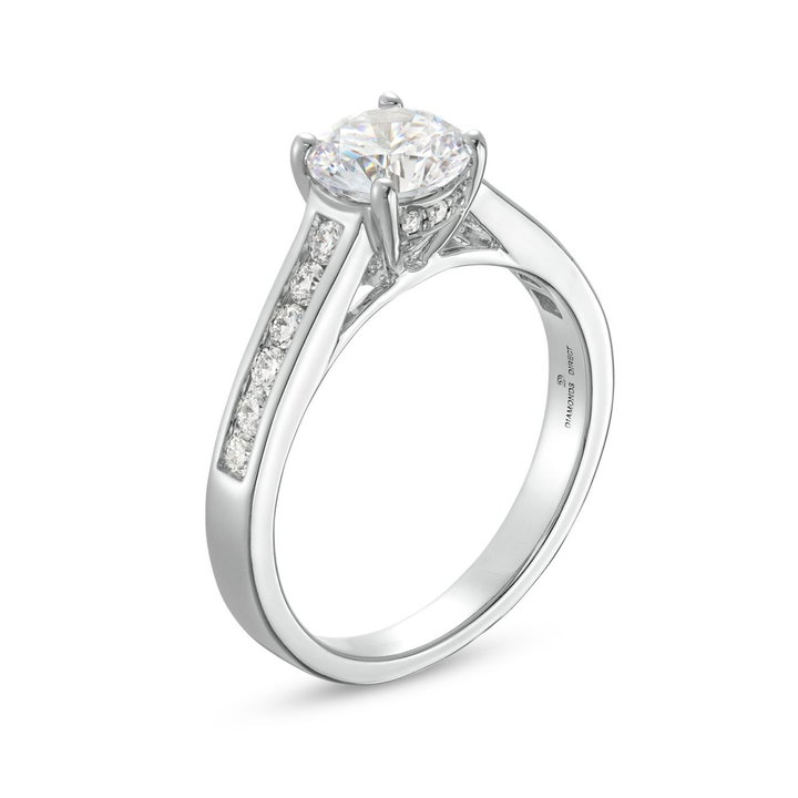 Channel Diamond Cathedral Engagement Setting by Adorette In White Gold 14K