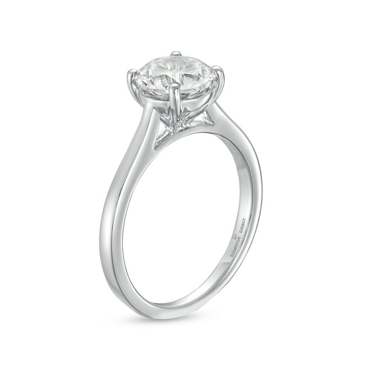 Solitaire 2.2mm Cathedral Tapered Engagement Setting by Adorette In White Gold 14K