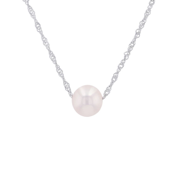 Freshwater Pink Pearl Floating Pendant In White Gold 14K