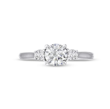 Three Stone Round Diamond Lattice Engagement Setting by Adorette In Platinum