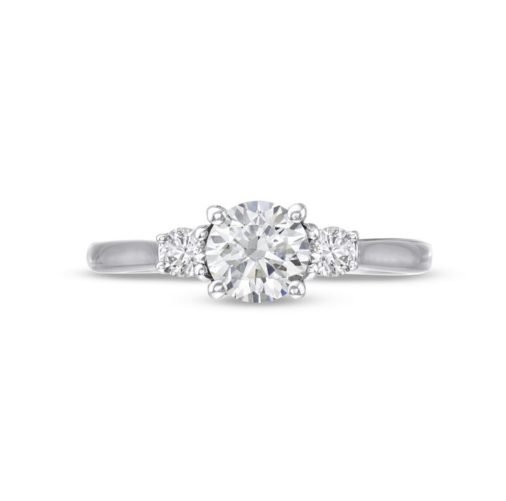 Three Stone Round Diamond Lattice Engagement Setting by Adorette In Platinum