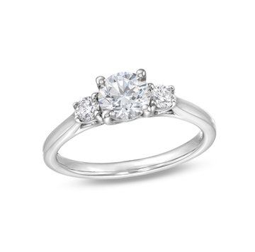 Three Stone Round Diamond Lattice Engagement Setting by Adorette In White Gold 14K