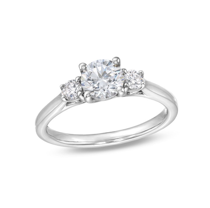 Three Stone Round Diamond Lattice Engagement Setting by Adorette In White Gold 14K