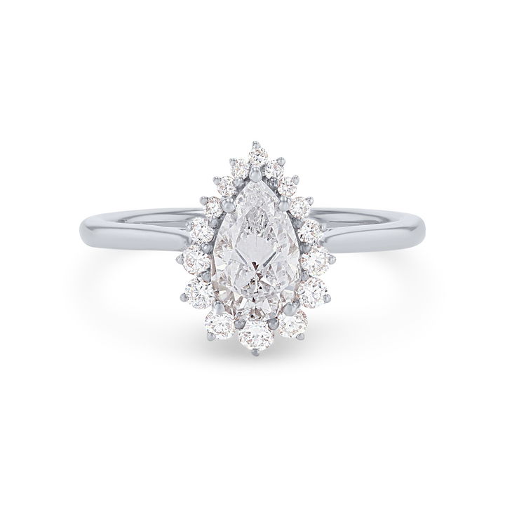 Platinum Pear Halo Solitaire Engagement Setting