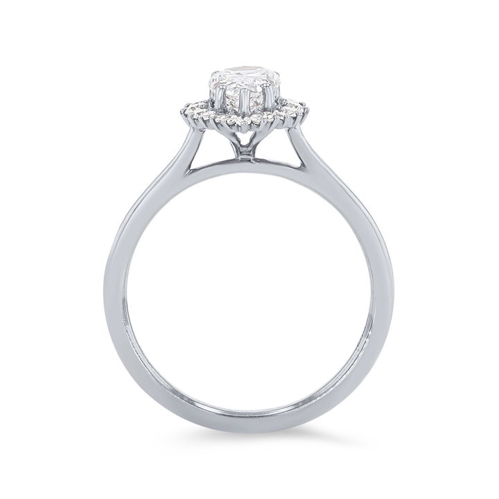 Platinum Pear Halo Solitaire Engagement Setting