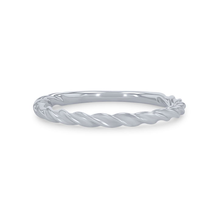 Artcarved Petite Rope Wedding Band In White Gold 14K
