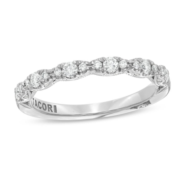 Tacori Petite Crescent Sculpted Halfway Wedding Band In Platinum