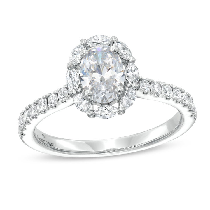 Marquise Diamond Halo Engagement Setting by Adorette In White Gold 14K