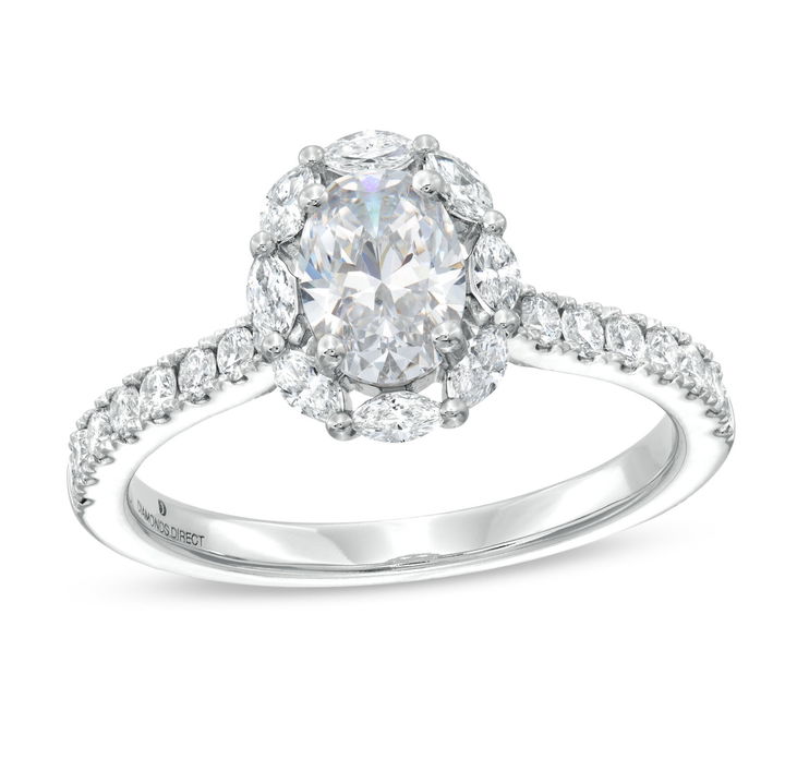 White Gold 14K Marquise Diamond Halo Engagement Setting by Diamonds Direct Designs