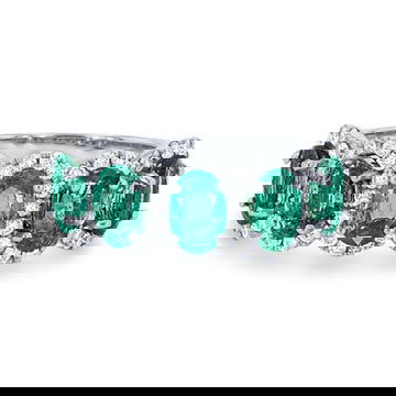 Oval Emerald and Diamond Halo Band 0