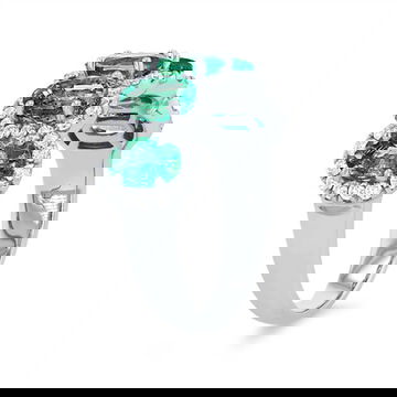 Oval Emerald and Diamond Halo Band 1