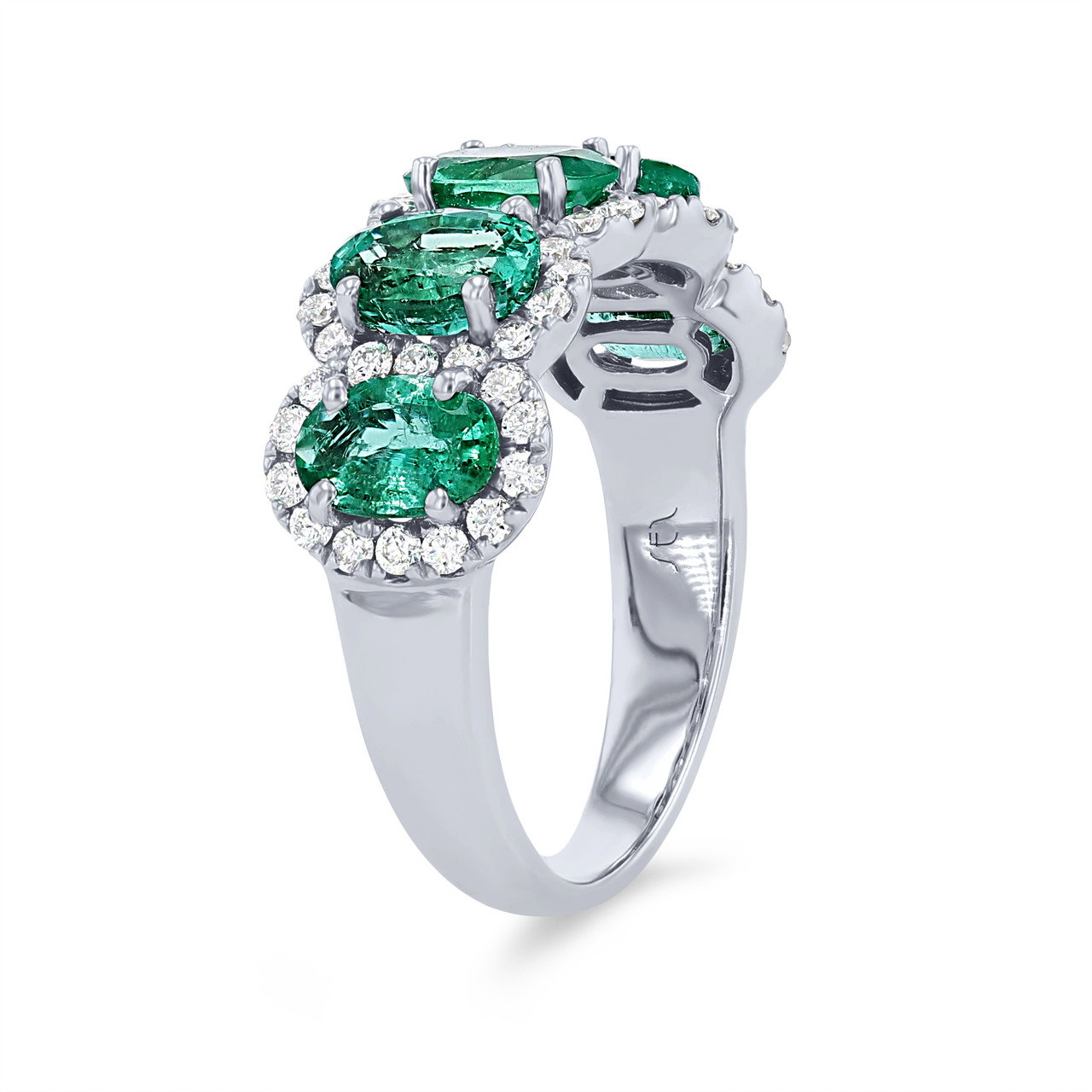 Oval Green Emerald and Diamond Halo Band 1