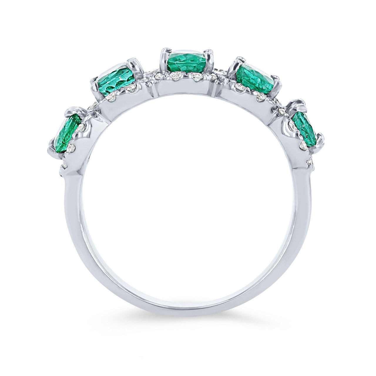 Oval Green Emerald and Diamond Halo Band 2