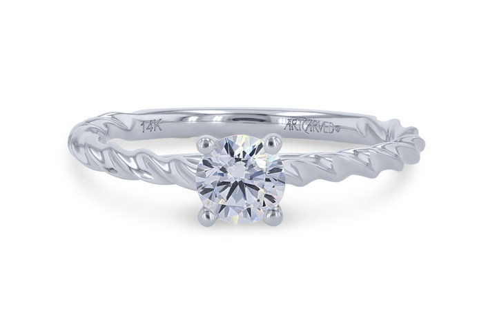 Artcarved Petite Rope Solitaire Engagement Setting In White Gold 14K