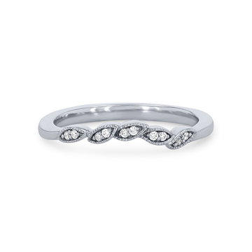 Artcarved Floral Curved Milgrain Wedding Band In Platinum