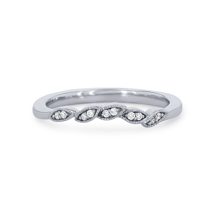 Artcarved Floral Curved Milgrain Wedding Band In Platinum