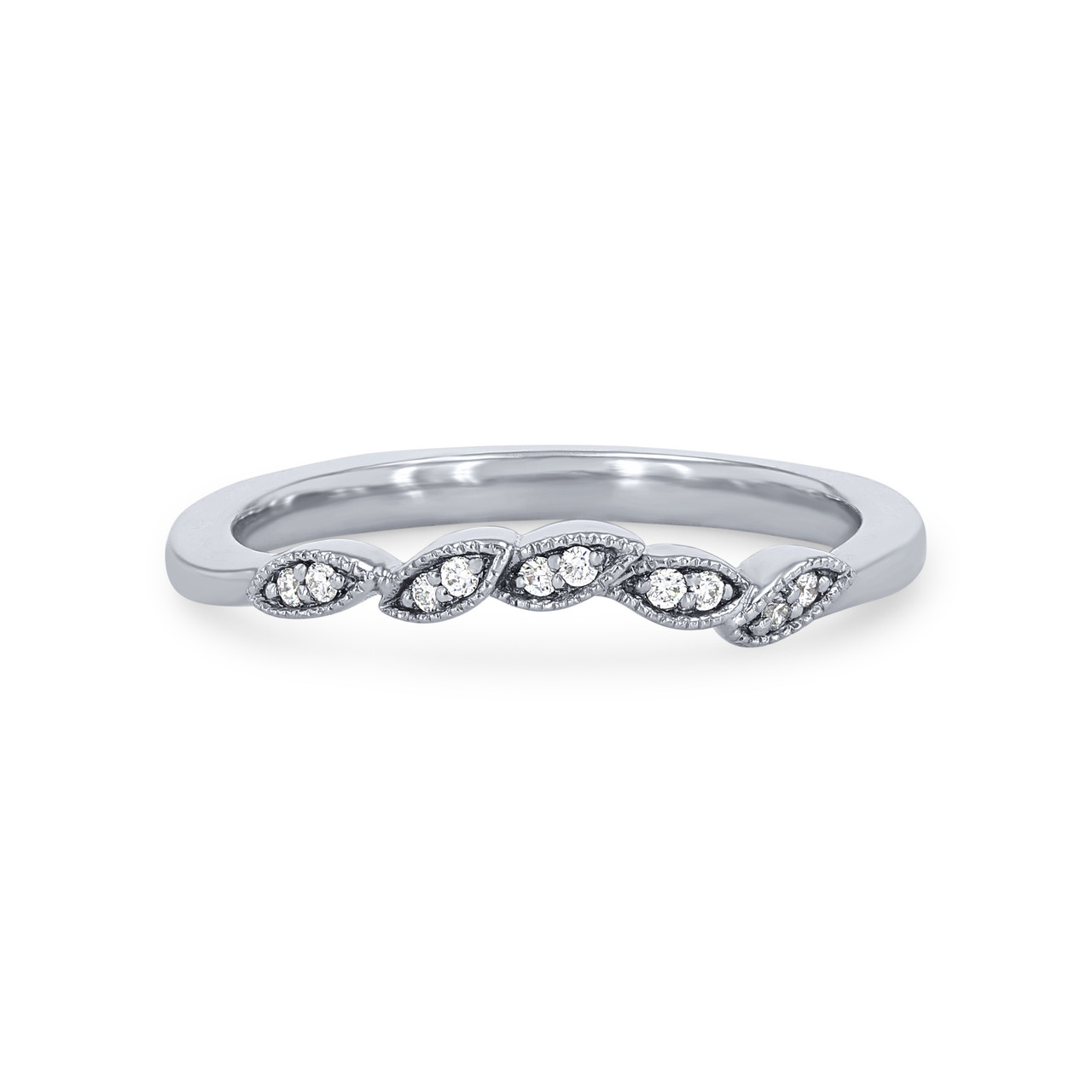 Artcarved Floral Curved Milgrain Wedding Band 0
