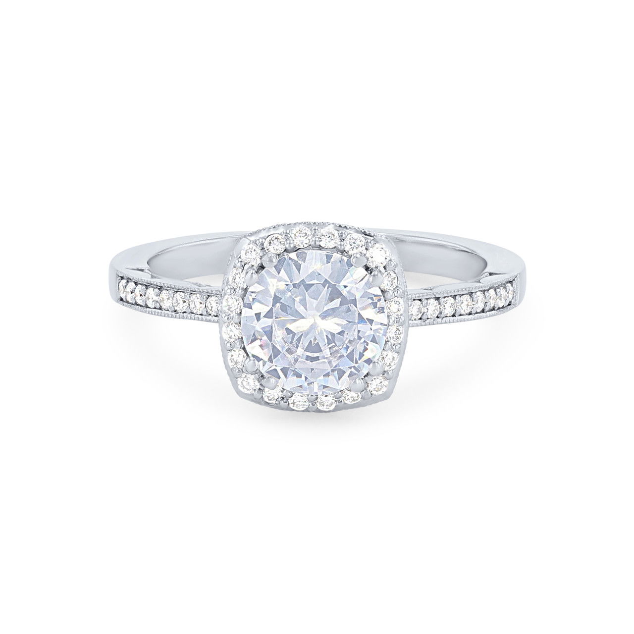 Tacori Coastal Crescent Cushion Halo Pave Engagement Setting