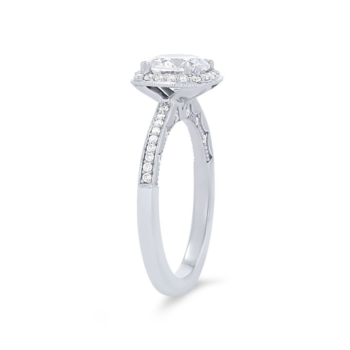 Tacori Coastal Crescent Cushion Halo Pave Engagement Setting In Yellow Gold 14K